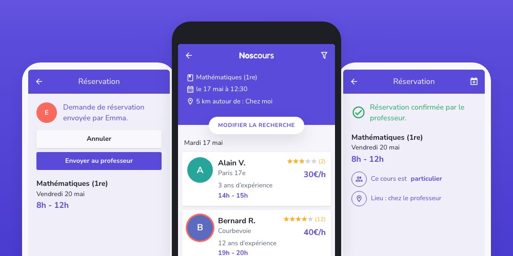 Searching and booking lessons on NosCours